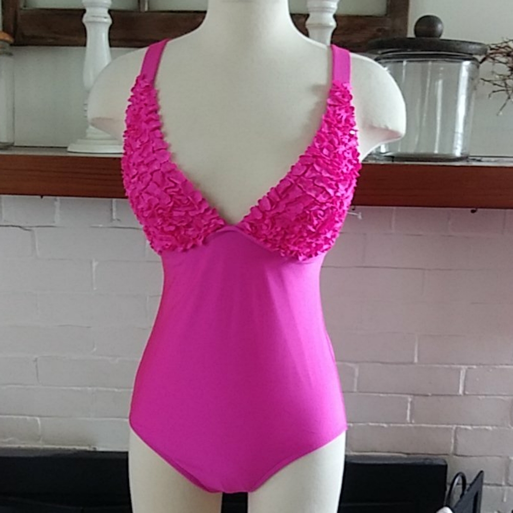 Aqua Soleil Pink One Piece Swimsuit sz 8